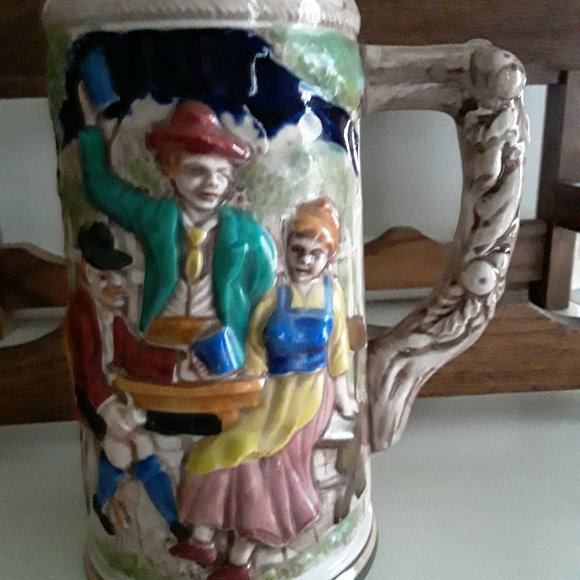 Vintage German Beer Stein with Traditional German Scenes - Picture 1 of 8